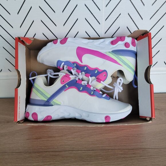 ⭐Nike React Element 55 Womens Athletic Running Shoes 5 White Sneaker BQ2728-104 - Picture 7 of 9